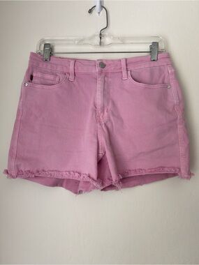 Judy Blue Garment Dyed Mid-Rise Fray Hem Shorts Size Large Pink Summer Festival